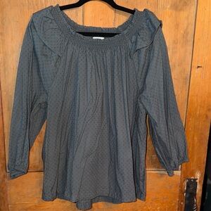 Sonoma Gray Cotton Ruffle Women's Top